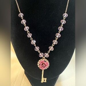 Betsey Johnson Glitter Rose Necklace